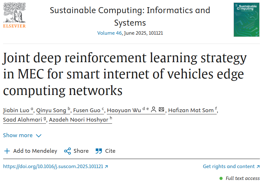 Joint deep reinforcement learning strategy in MEC for smart internet of vehicles edge computing networks